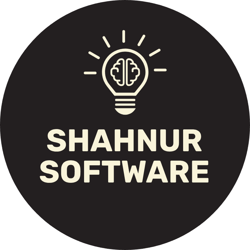 ShahNur Software’ning eski logotipi: lampa va miya ikonkasi